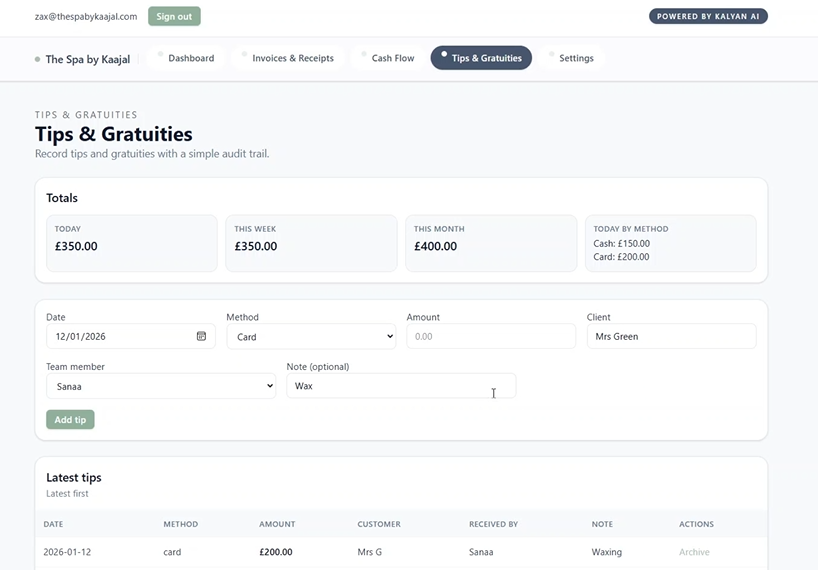 Tips tracking - after