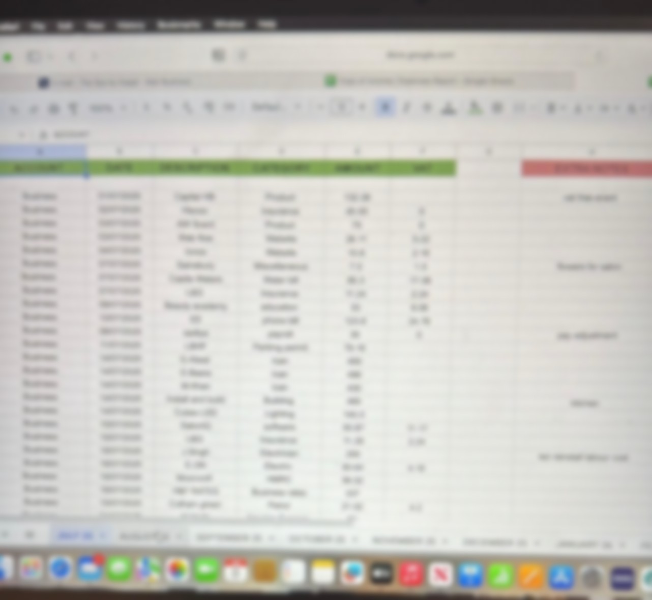 Expenses in Google Sheets - before